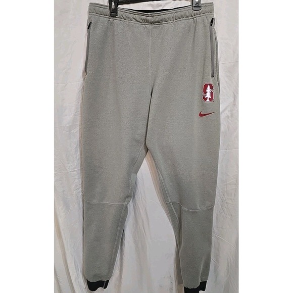 Nike Stanford Cardinal Joggers Sweats Men's Med Light Gray Performance Tapered - Picture 1 of 16